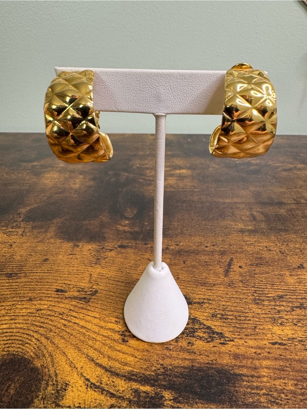 Monet Quilted Gold Plated Hoop Clip-On Earrings